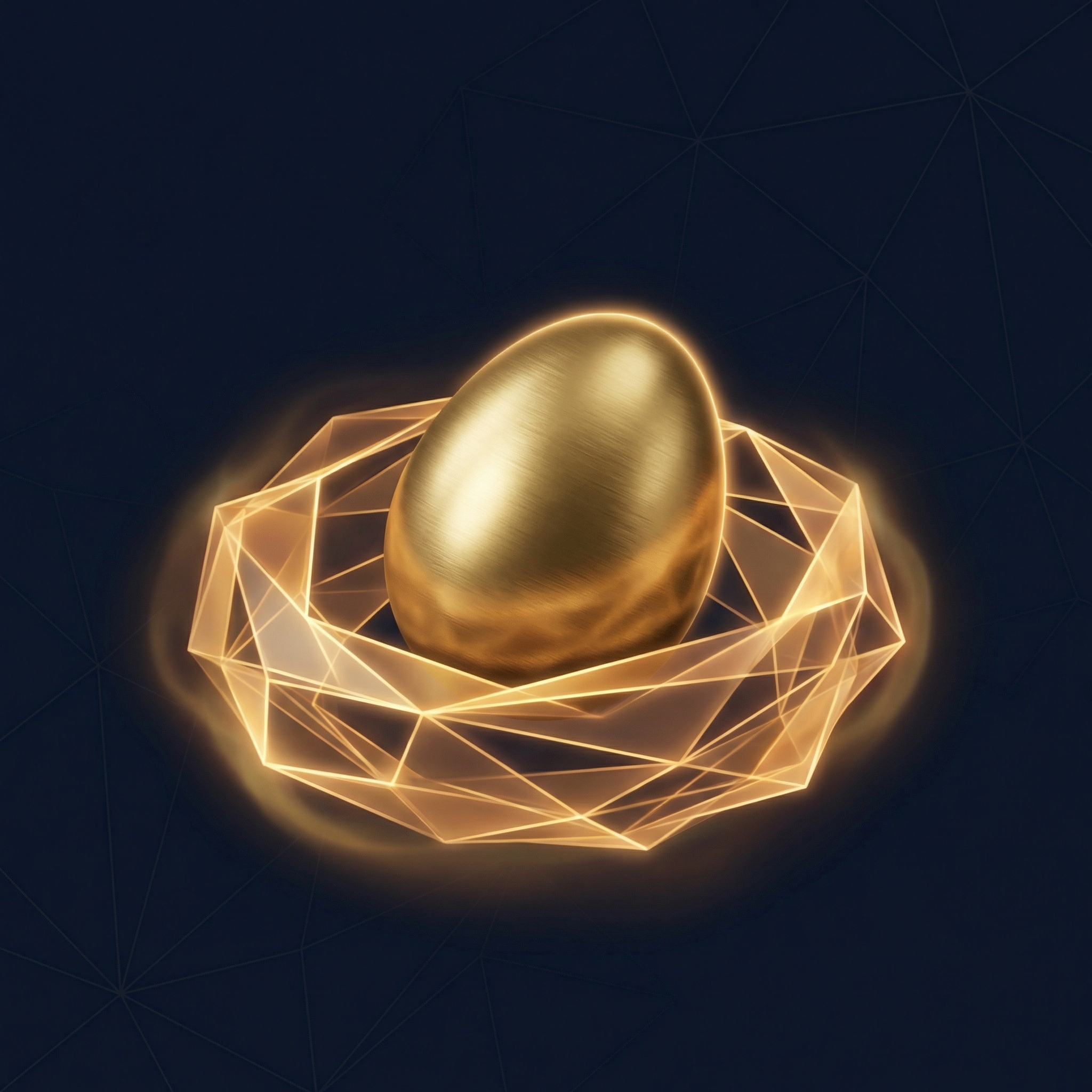 Golden egg in a warm glowing nest